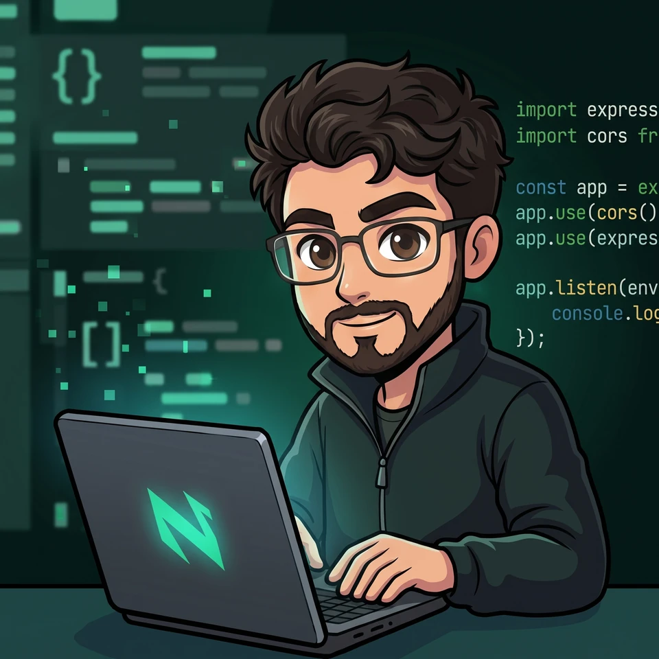 Ilustração de Marcos Vinicius programando no notebook