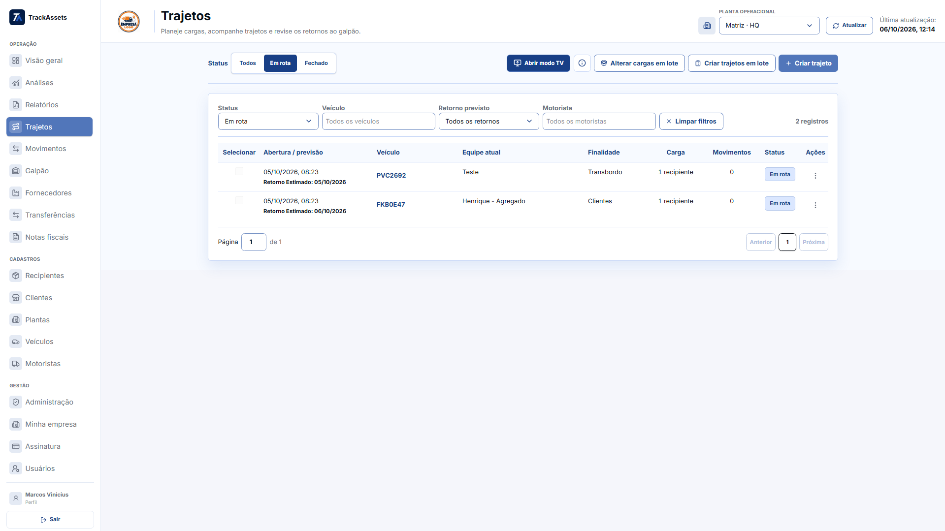 TrackAssets: trajetos